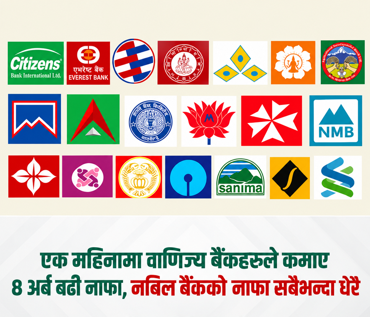 साउनमा वाणिज्य बैंकको नाफा ८ अर्ब ७३ करोड, सबैभन्दा अगाडि नबिल बैंक